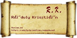 Ráduly Krisztián névjegykártya